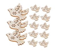Balacoo 100pcs Unfinished Wooden Peace Dove Ornaments Hollow Cutout Craft Slices for DIY Hanging Decorations Home Office Accessories