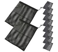Balacoo 10pcs Mesh Net Bags Drawstring Multi-functional Polyester Sport Storage Bags Tear-resistant Space Saving Black for Swimming and Outdoor Activities