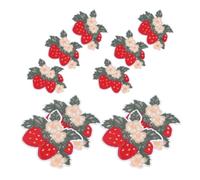 Balacoo 10pcs Strawberry Embroidery Patches with Hot Melt Adhesive, Polyester Fiber Material, Embroidered Fruit Motif and Reinforced Edges, Decorative Sew on Patches for Clothes and Shoes,