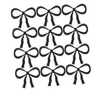 Balacoo 12pcs Acrylic Bowknot Wine Glass Charms Drink Identifiers Tags for Stem Glasses Birthday Wedding Party Decoration with Self Adhesive Bow Design in Black