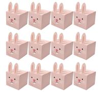 Balacoo 12pcs Cartoon Rabbit Candy Storage Box Paper Party Favor Biscuit Box with Sealing Design Multipurpose Pink Bunny Ear Wrapping Cases for Wedding and Anniversary