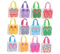 Balacoo 12pcs Hawaiian Themed Non Woven Fabric Gift Bags Lightweight Tropical Party Pouches for Birthday Presents and Festival Favors