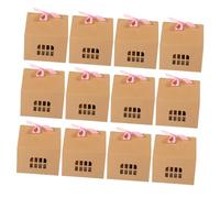Balacoo 12pcs Hollow House Shape Paper Candy Boxes Kraft Gift Packaging Case for Wedding Party Favor Shower Decoration Candy Container and Biscuit Holder