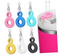 Balacoo 12Pcs Silicone Straw Hanging Charms Reusable Pendants for Straws Non Slip Drink Decorations in Vibrant Colors Easy to Attach and Clean