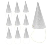 Balacoo 12Pcs Silver Glitter Cone Birthday Hats for Adults Charming Crown Design Party Accessories for Celebrations Weddings and Graduations