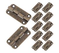 Balacoo 12pcs Small Antique Cabinet Hinges 1.4 Inch Rounded Corner Iron Four-Hole Hinges with Antique Bronze Finish, Easy Retrofit Upgrade, for Wooden Jewelry Boxes and Confined Cabinetry