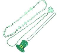 Balacoo 12Pcs St Patrick’S Day Shamrock Bead Necklaces Green Clover Beaded Chain Set Party Favors Decoration for Women and