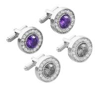 Balacoo 2 Pairs round Zircon Alloy Cufflinks for Men, Stable and Practical Metal Clothes Jewelry, Elegant Design Elevates Overall Quality, Suitable a Wide Range of Occasions