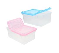 Balacoo 2 Pcs Mini Reptile Feeding Box (16.5cm) - Clear Plastic Insect Keeper & Tarantula Enclosure - Ventilated Transport Carrier Terrarium for Jumping Spiders, Geckos, Crickets & Live Food Storage