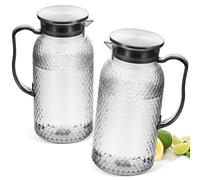 Balacoo 2 Pcs Plastic Water Jug with Lid Large Capacity 1.8l Resistant to Breaking Modern Minimalist Milk Jugs for Fridge and Beverage Serving