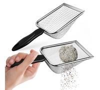 Balacoo 2 Pcs Stainless Steel Cat Litter Scooper with Handle for Easy Sifting and Cleaning, Two Different Mesh Sizes and Straight-edge Design, for Cat Litter Boxes in Pet Supplies