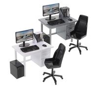 Balacoo 2 Sets Doll House Miniature Computer Office Desk Set, 1:12 Scale