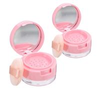Balacoo 2 Sets Empty Powder Container Makeup Case Small Size Portable Abs Material with Mirror and Puff for Daily Makeup and Travel Use