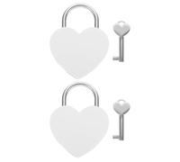 Balacoo 2 Sets Heart-Shaped Key Lock Zinc Alloy White Lock with Key for Wishing Tree, Tourist Attractions, Couples and Daughters