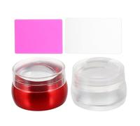 Balacoo 2 Sets Manicure Scrap Board Nail Art Board Silicone Stamper with Soft Head and Scraper Red Abs Aluminum Tool for Professional Manicure Use