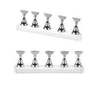 Balacoo 2 Sets Nail Display Stands with Magnetic Design for Practicing False Nails Acrylic and Metal Material Includes 5 Stands and 1 Bar Convenient to Use and Beginners