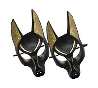 Balacoo 2pcs Adjustable Anubis Costume Mask for Halloween Cosplay Masquerade Ball with Egyptian Design Reusable Mask Prop for Party