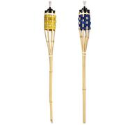 Balacoo 2pcs Bamboo Torches for Outdoor Yard and Wedding Decoration, Easy Installation and Refillable with Kerosene, Woven Garden Fire Torch Lights for Festival and Party Use Random Color