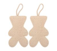 Balacoo 2pcs Bear Shaped Natural Loofah Shower Body Brush, Beige Colour, Comfortable Massage and Foam Enhancing Bath Sponge for Hotels and Shower Use