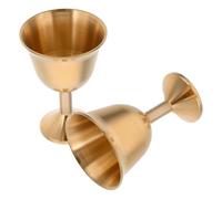 Balacoo 2pcs Brass Chalice Cups Vintage Style Drinking Goblets for Office and Bar Use Beautiful Golden Brass Material Desktop Cup Ornament and Decor
