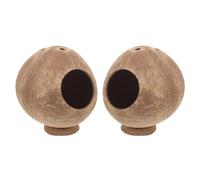 Balacoo 2pcs Brown Coconut Shell Hamster Hideaway for Dwarf Hamsters and Mice, Natural Pet Exercise and Sleeping Hut, Small Animal Hideout for Guinea Pig Cage Supply