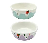 Balacoo 2Pcs Ceramic Pet Bowl: Round Ceramic Small Animal Food Dishes for Guinea Pigs, Hamsters, Rabbits, Degus, and Ferrets