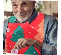 Balacoo 2Pcs Christmas Adult Bibs for Seniors Adjustable Polyester Eating Bibs with Snap Button Closure Reusable Clothing Protectors for Elderly Men and Women