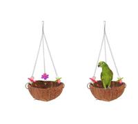 balacoo 2pcs Coconut Shell Bird Nest Sugar Glider Cage Accessories Coconut Fiber for Bird Nest Bird Cages for Cockatiels Bird Bed Swing Parrot Bird Bed Decorative Birdcage Pendant Hanging