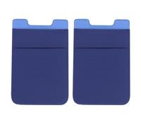 Balacoo 2pcs Double Layer Phone Back Pocket Adhesive Card Holder for Cell Phones with Firm Hold and Leaves No Sticky Residue Navy Pu PVC Material Stick