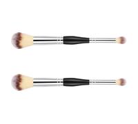 Balacoo 2pcs Dual Ended Brush Loose Powder Applicator Foundation Brush Large Size Blending Buffing Makeup Tools for Women Daily Makeup Use with Abs Aluminum Fiber Materials