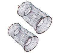 Balacoo 2pcs Foldable Multi-function Lobster Trap Large-capacity Metal | Portable Bait Trap for Lobster and Shrimp, Lightweight Folding Design, Compact Size for Fishing Trips