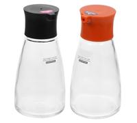 Balacoo 2pcs Glass Oil Pot Seasoning Bottles for Kitchen Use Transparent Sauce Containers in Black and Red Refillable Kitchen Tool for Fresh Sauce Storage and Mess Cooking