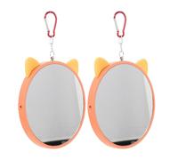Balacoo 2pcs Hanging Bird Mirrors for Bird Cage with Orange Plastic Frame and Glass Mirror Funny Parrot Suitable for Cage Decoration and Entertainment