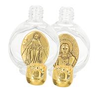 Balacoo 2pcs Holy Water Glass Bottles for Baptism and Blessing Water Storage Portable Leak Metal Container with Random Pattern Lightweight Empty Vials for Religious Decorations and Gifts