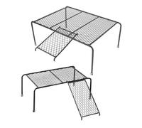 Balacoo 2pcs Iron Mesh Chicken Coop Platform with Hollow-out Design and Ladder for Small Animals Cage Use, Multi-functional Black Rack Suitable for Holding Water Bottles