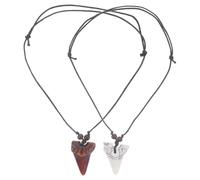 Balacoo 2pcs Men Necklaces with Resin Shark Tooth Pendants Adjustable Neck Chains Cool Neck Decor for Surfers and Beachwear at Other Occasions