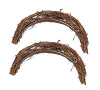 Balacoo 2pcs Moon Shaped Rattan Wreath Rings for DIY Craft Natural Frame Decorative Hanging Decor Handmade Rattan Flower Rings for Home Garden Porch Festival Party
