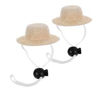 Balacoo 2pcs Multi-function Pet Hats for Dog and Cat, Wear-resistant Flax Material with Adjustable Strap, for Holidays and Festival Accessories to Keep Pets Cool