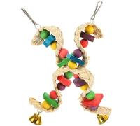 Balacoo 2pcs Parrot Wooden Chewing with Stainless Steel Hook Hanging Bird Cage for Home Decoration and Bird Entertainment Random Color