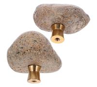 Balacoo 2pcs Pebble Handle Rock Shaped Brass Drawer Pull Knob Single Hole Irregular Stone Decorative Furniture Hardware for Dresser, Wardrobe, Bookcase Decoration
