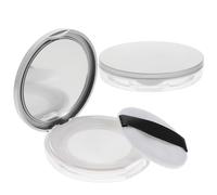 Balacoo 2pcs Plastic Foundation Container Loose Powder Box with 5g Capacity, Lightweight Dispensing Design, Silver Colour, Includes 2pcs Puff, for Outdoor Carrying and Going