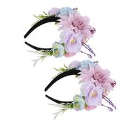 Balacoo 2pcs Realistic Floral Headband Leaves Party Headband Wedding Hair Wreath Durable Flower Petal Crown for Women Stage Photography Accessories