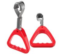 Balacoo 2pcs Red Adjustable Plastic Vehicle Grab Grip Bus Handle Ring | Portable Assist Strap for Overhead Grab Bars, Trains and Standing Commutes, Supporting Mobility-impaired Users