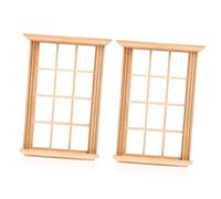 Balacoo 2pcs Scale Miniature Dollhouse Window Frames Twelve Lattice Simulated Window Models for Doll House Decoration and Photography Props