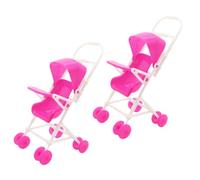 Balacoo 2Pcs Simulated Doll Pushchair Lightweight Compact Dollhouse Stroller Model for Pretend Play Enhancing Hand Eye Coordination and Sensory Skills