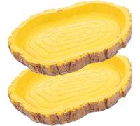 Balacoo 2pcs Small Reptile Food and Water Bowls with Tree Design Synthetic Material Terrarium Feeding Dishes for Lizards Snakes Tortoises Natural Color Pet Feeder for Secure Feeding