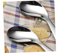 Balacoo 2Pcs Spoon Stainless Steel Bent Training Utensils for Eating Learning Safe Smooth Edge Feeding Tableware for Reduce Wrist Strain Easy Clean Practice Spoons
