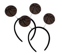 Balacoo 2pcs Sports Party Headband Basketball Pattern Cute Glitter Hairband Secure Fit Lightweight Hair Hoop for Fans and Sports Events