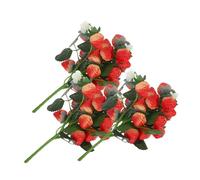Balacoo 3Pcs Artificial Strawberry Branches Faux Lifelike Plastic Strawberry Stems for Home Decor Flower Arrangements Photo Props and Party Decorations
