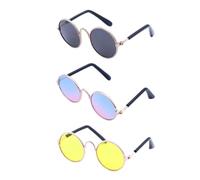 Balacoo 3Pcs Canine Eyewear Retro Round-Frame Glasses for Dogs and Cats Suitable for Cosplay and Photo Sessions